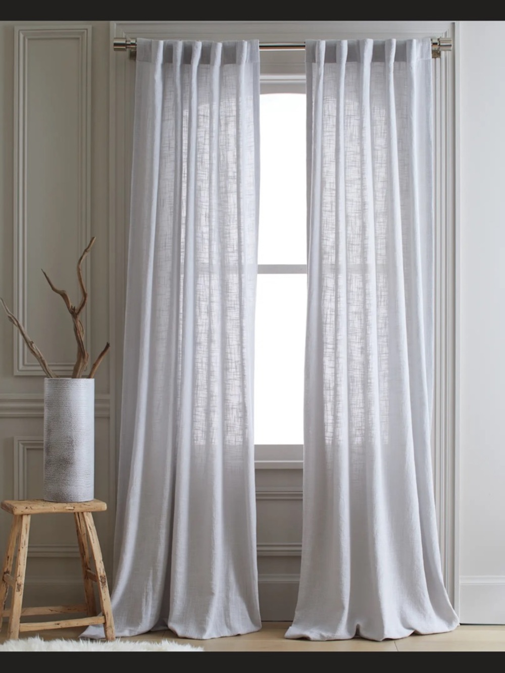 Quince Cotton Sheer Curtain Set in Cloud 48”x84”